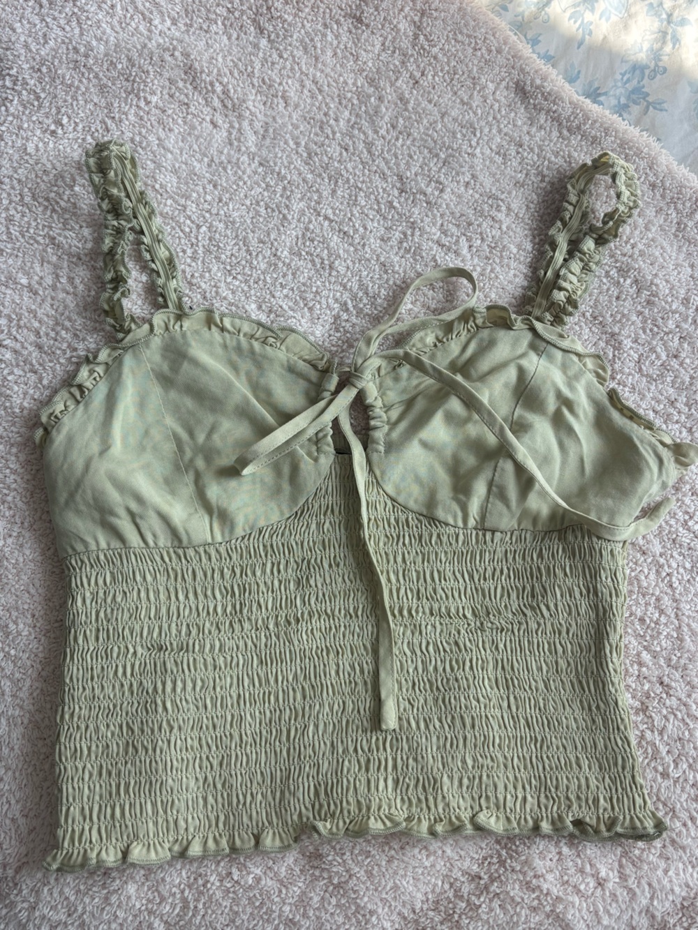 Forever 21 Light Sage Ruched Cami Slip
